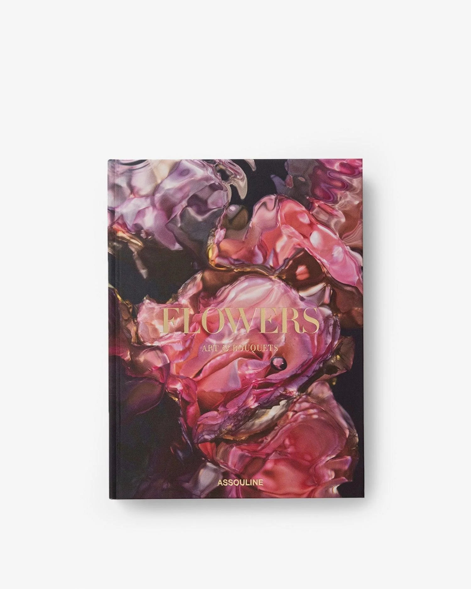 Libro de lujo Assouline Flowers: Art & Bouquets vista superior, portada artística con flores vibrantes.