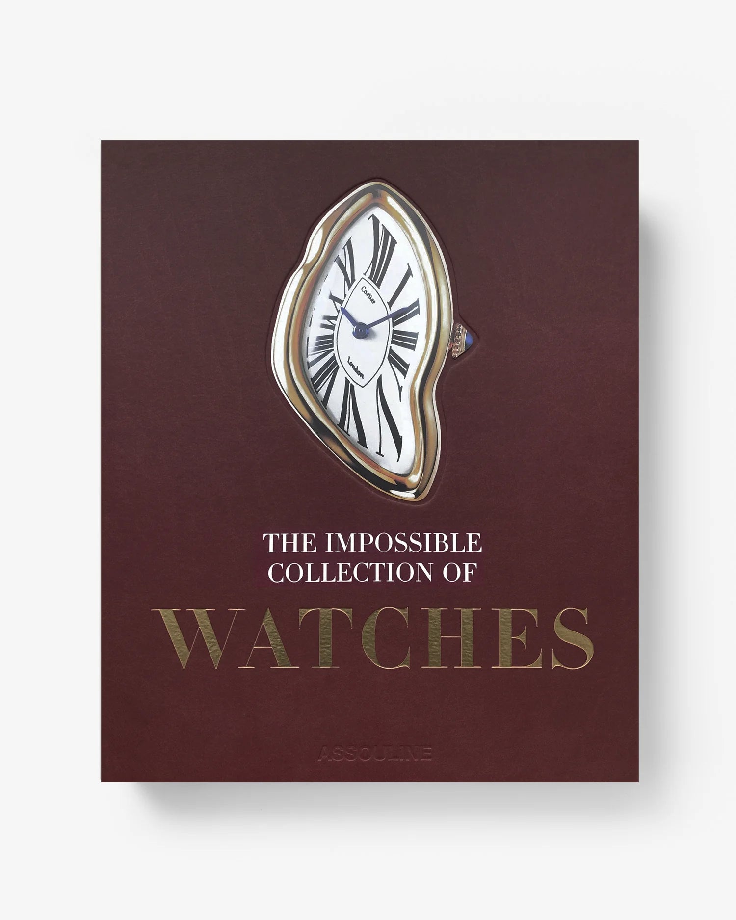 Cubierta del libro Assouline The Impossible Collection of Watches, mostrando detalle del icónico reloj derritiéndose.