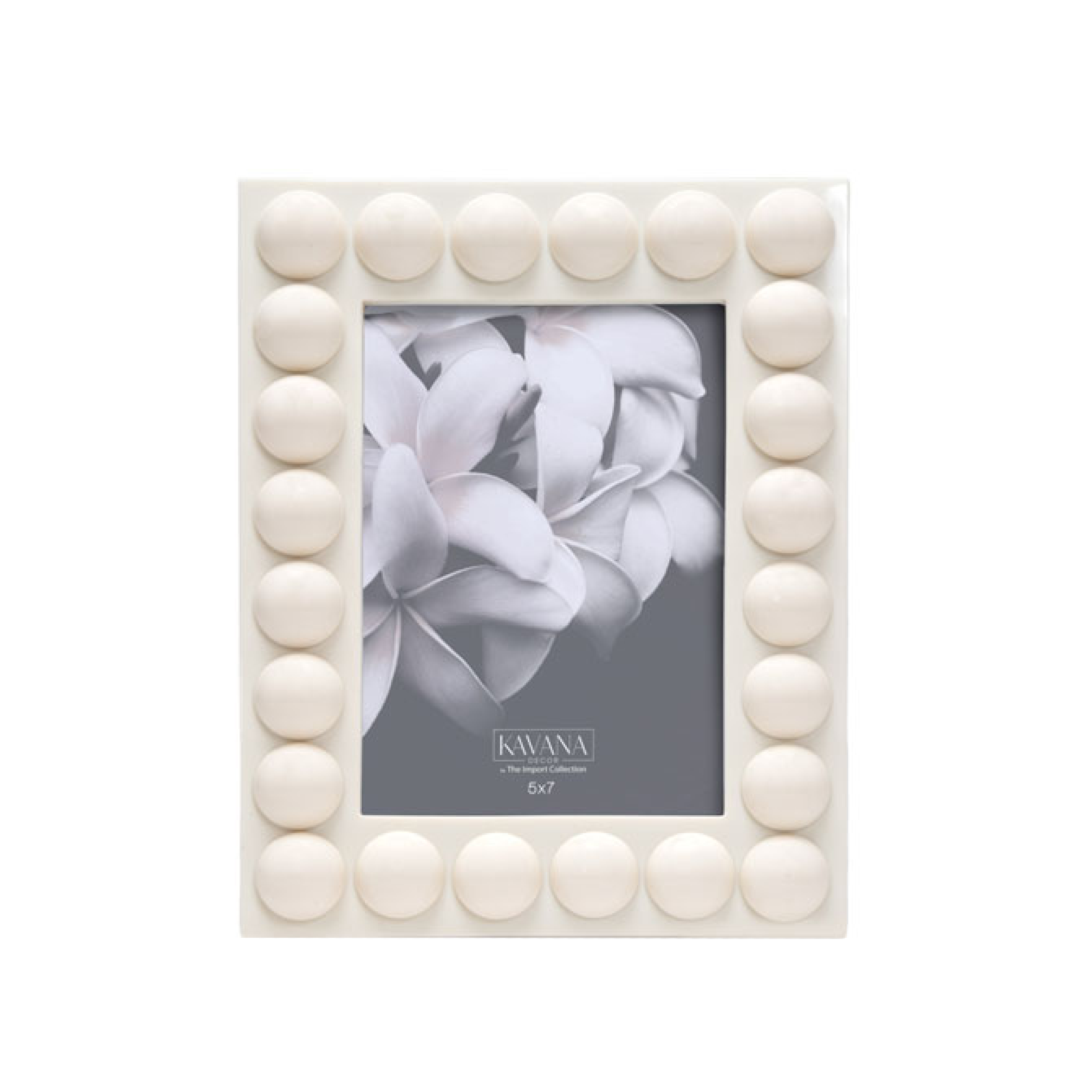 Marco de fotos Vilá Decoración blanco con detalles de resina y vidrio.