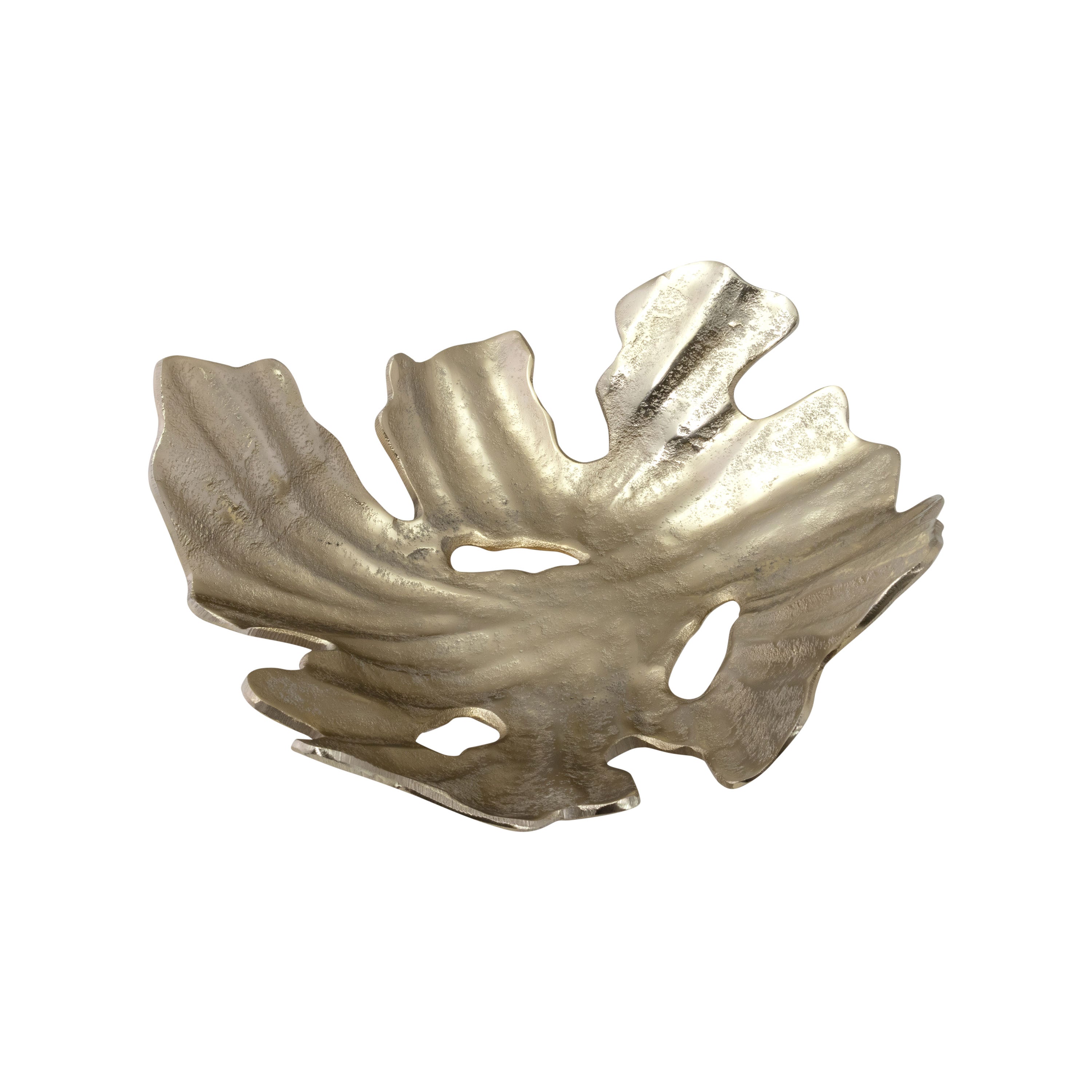 Bowl decorativo Vilá Decoración en forma de hoja, color plateado, hecho de aluminio.