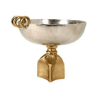 Bowl decorativo Vilá Decoración de aluminio color plata y base dorada.