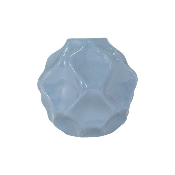 Jarrón pequeño cerámica azul claro ondulado - Vilá Decoración - Muebles y decoración en Medellín y Colombia
