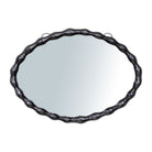 Espejo ovalado Vilá Decoración con marco de aluminio color oscuro y vidrio.