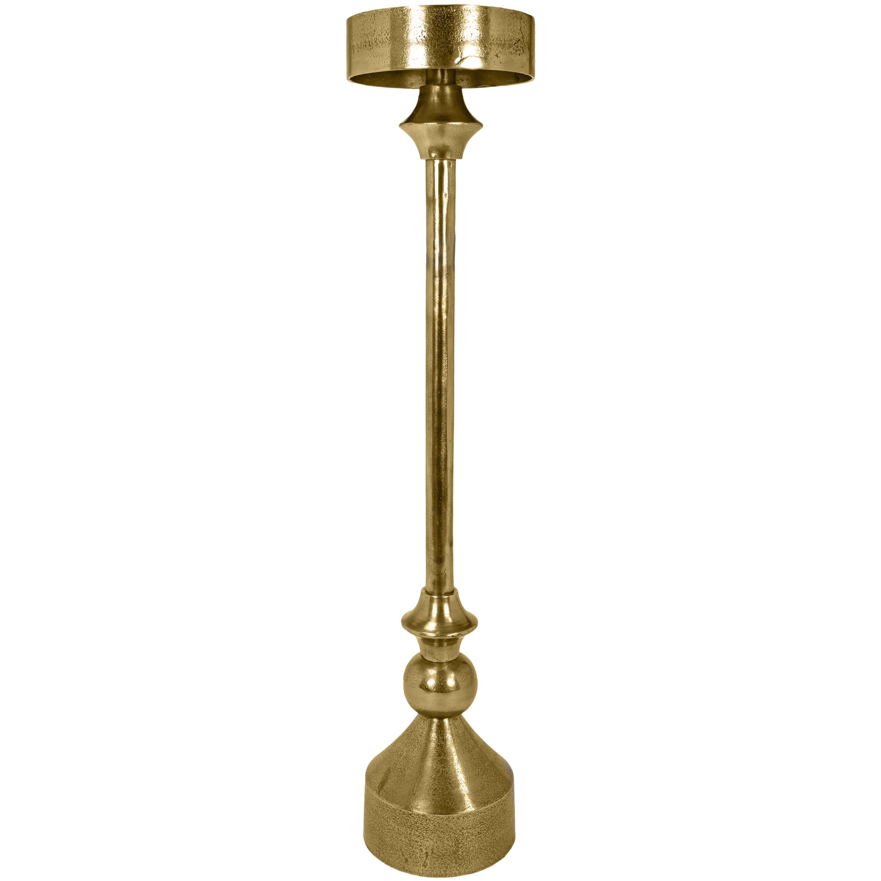 Candelabro dorado de Vilá Decoración, hecho de aluminio.