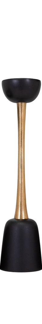 Candelabro Vilá Decoración de aluminio, con base y parte superior en color negro y cuerpo central dorado.