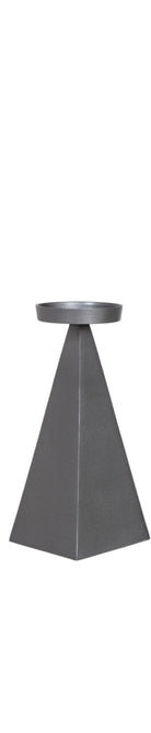 Candelabro gris de aluminio de Vilá Decoración con forma piramidal.
