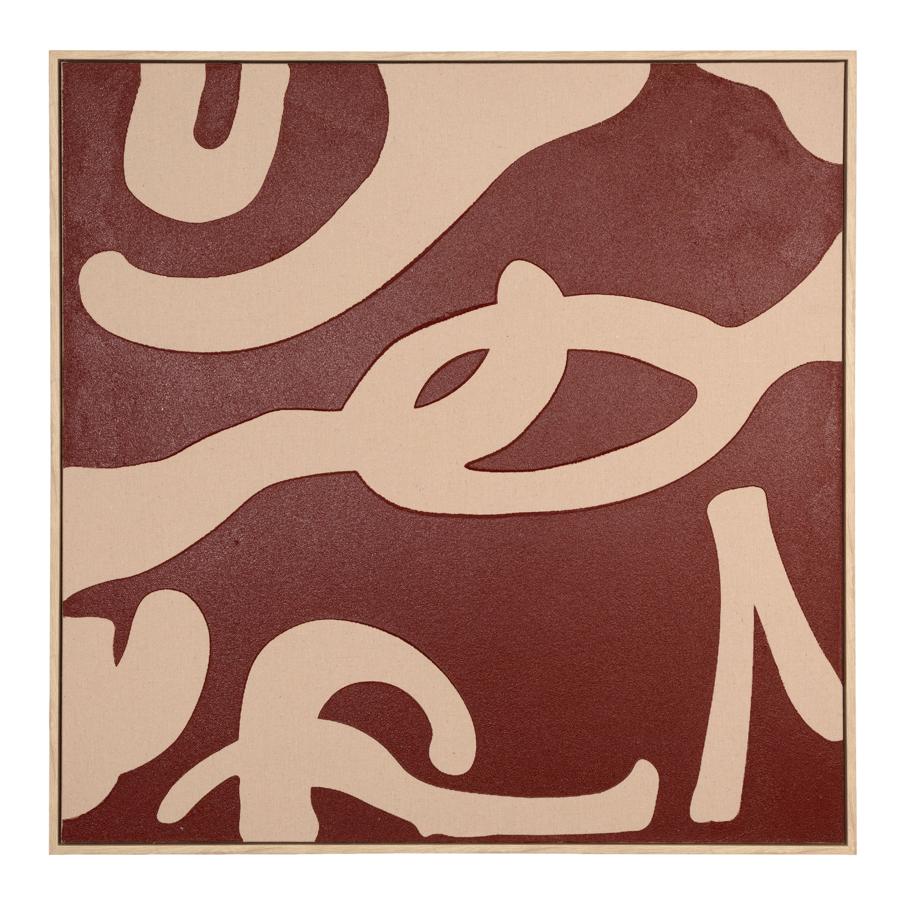 Cuadro de Vilá Decoración con diseño abstracto en lona polyester color marrón y beige, con marco de madera.