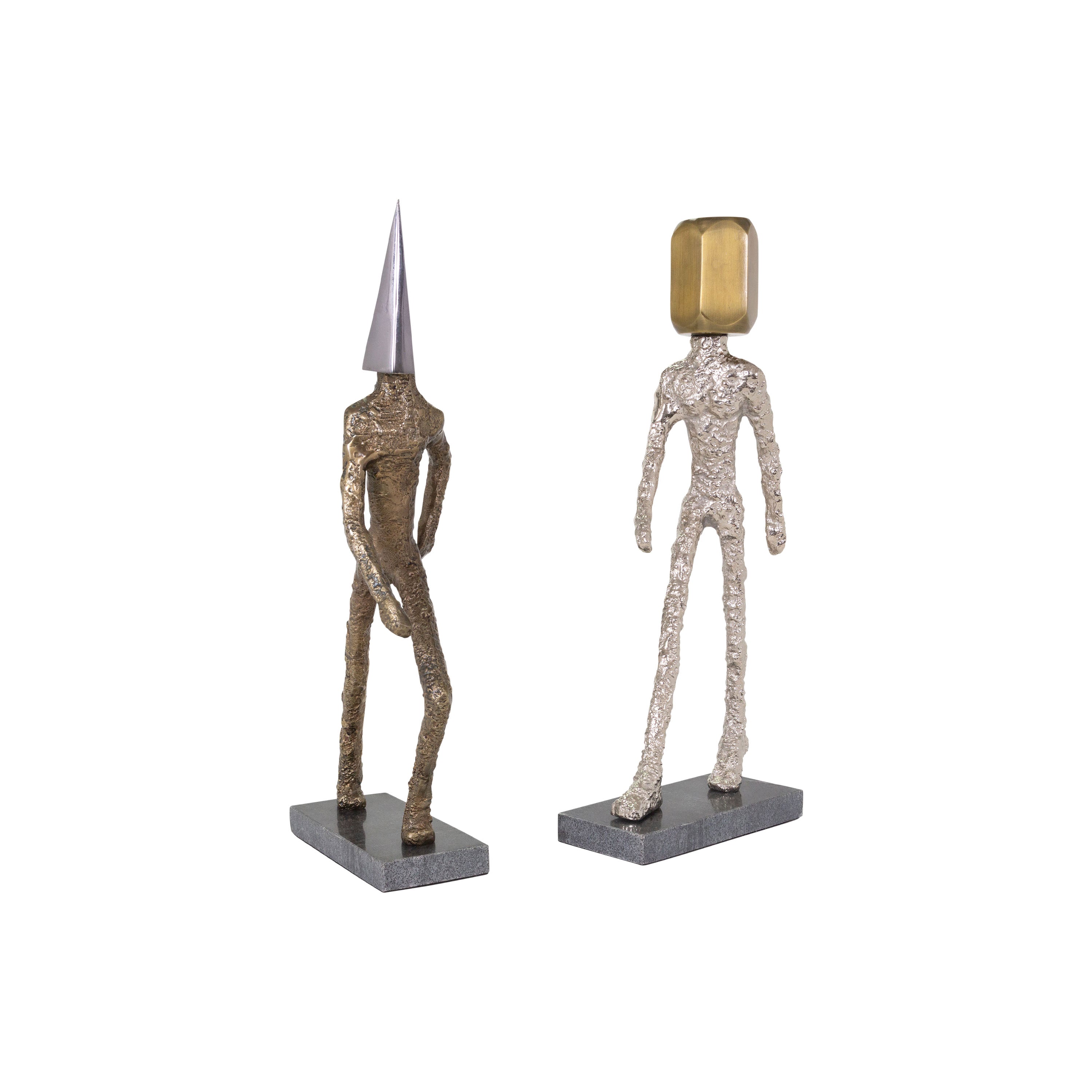 Esculturas decorativas Vilá Decoración de figuras humanas en aluminio sobre base de mármol.