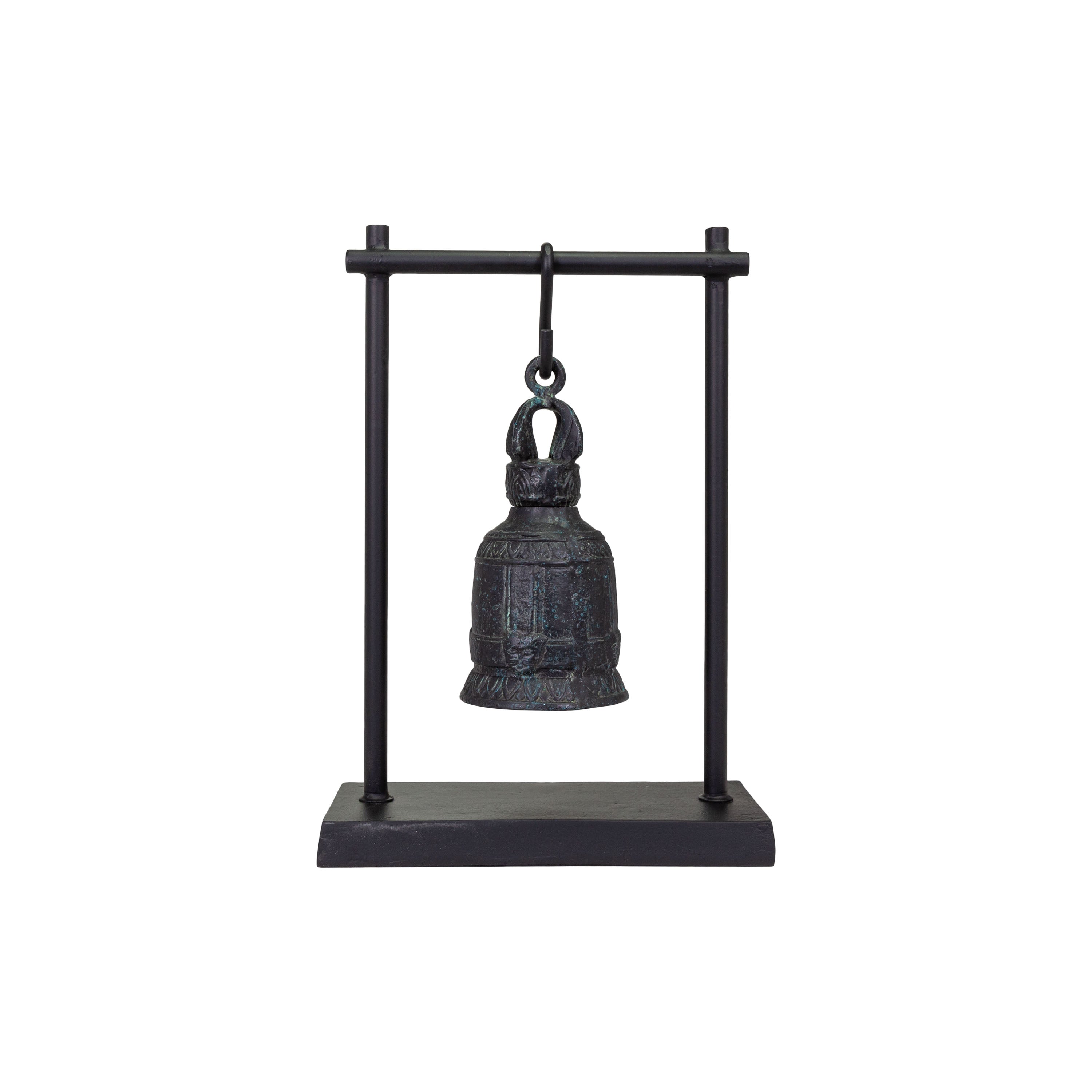 Escultura de campana decorativa de Vilá Decoración, color oscuro, con estructura de aluminio.