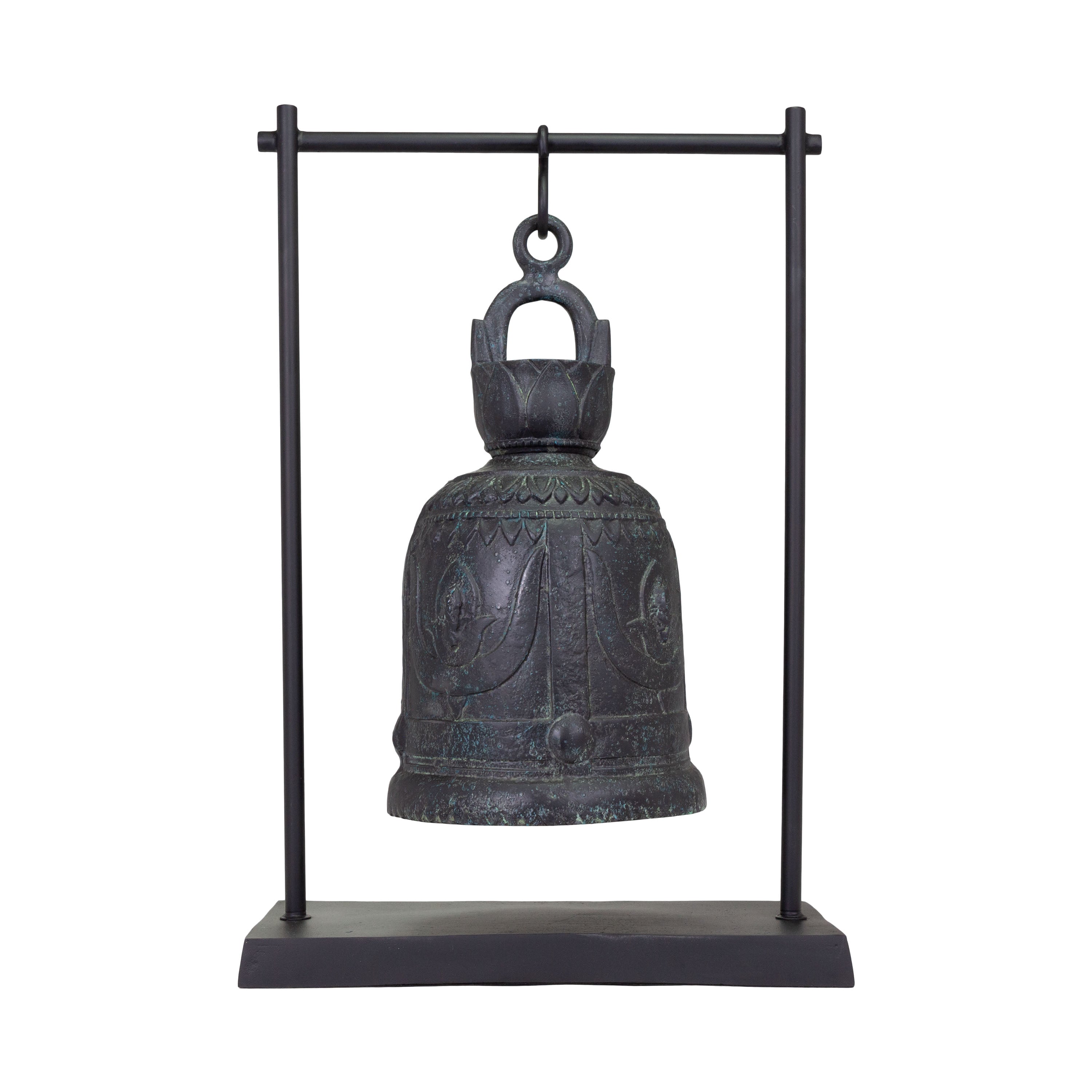 Escultura de campana decorativa de Vilá Decoración, color oscuro, hecha de aluminio.