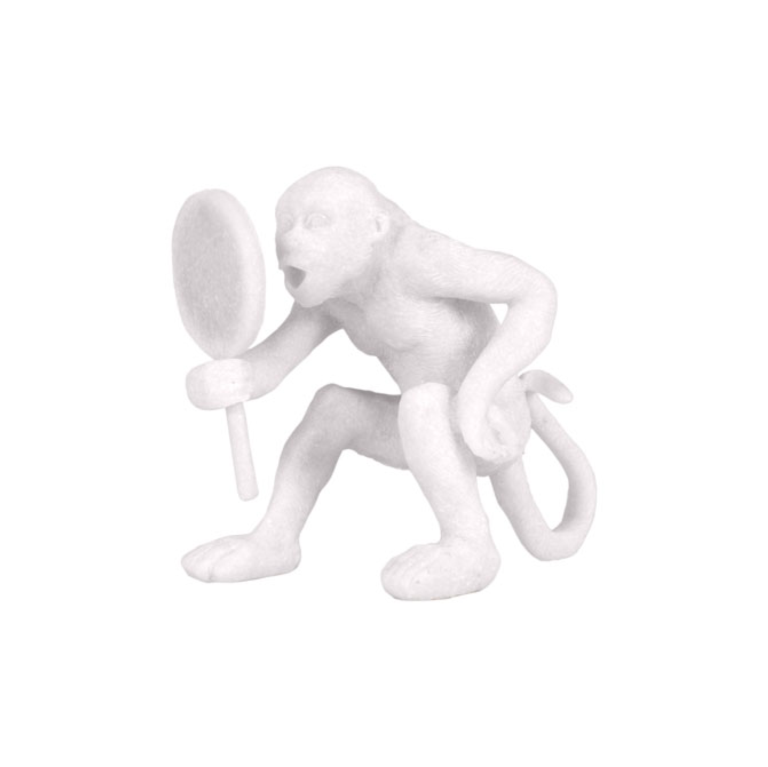 Figura decorativa de Vilá Decoración con forma de mono mirando un espejo, color blanco, hecha de resina.