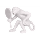 Figura decorativa de mono con espejo de Vilá Decoración, color blanco, hecha de resina.