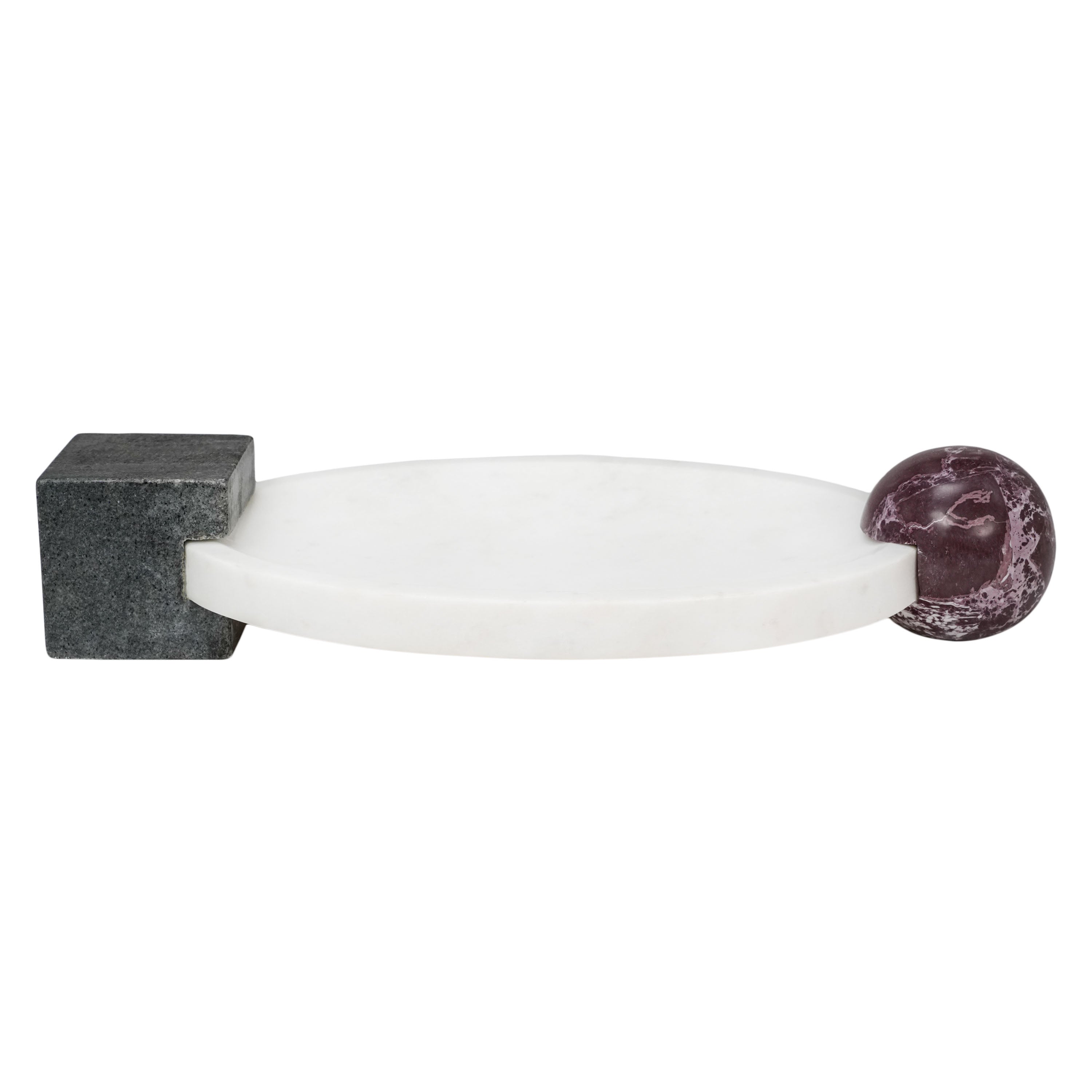 Bowl decorativo de Vilá Decoración, color blanco y gris, hecho de mármol.