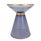 Mesa auxiliar azul con vidrio y detalle dorado - Vilá Decoración - Muebles y decoración en Medellín y Colombia