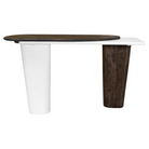 Consola Vilá Decoración con tapa de madera color café y base blanca.