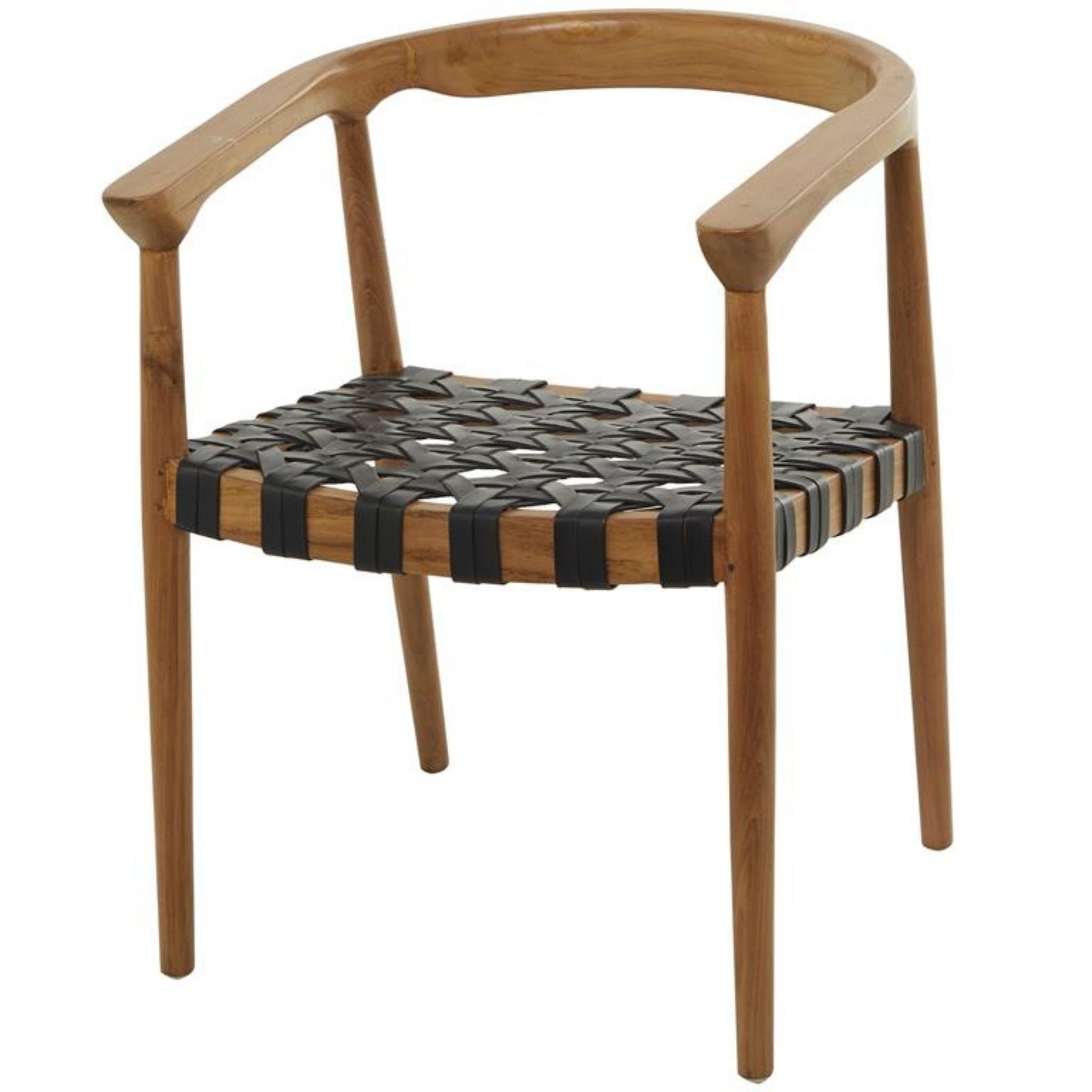 Silla de teca con asiento negro para interior y exterior - Vilá Decoración - Muebles y decoración en Medellín y Colombia