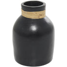 Jarrón negro con borde de cáñamo pequeño - Vilá Decoración - Muebles y decoración en Medellín y Colombia