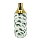 Jarrón mediano blanco con detalle dorado - Vilá Decoración - Muebles y decoración en Medellín y Colombia