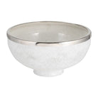 Bowl grande de vidrio blanco con borde plateado - Vilá Decoración - Muebles y decoración en Medellín y Colombia