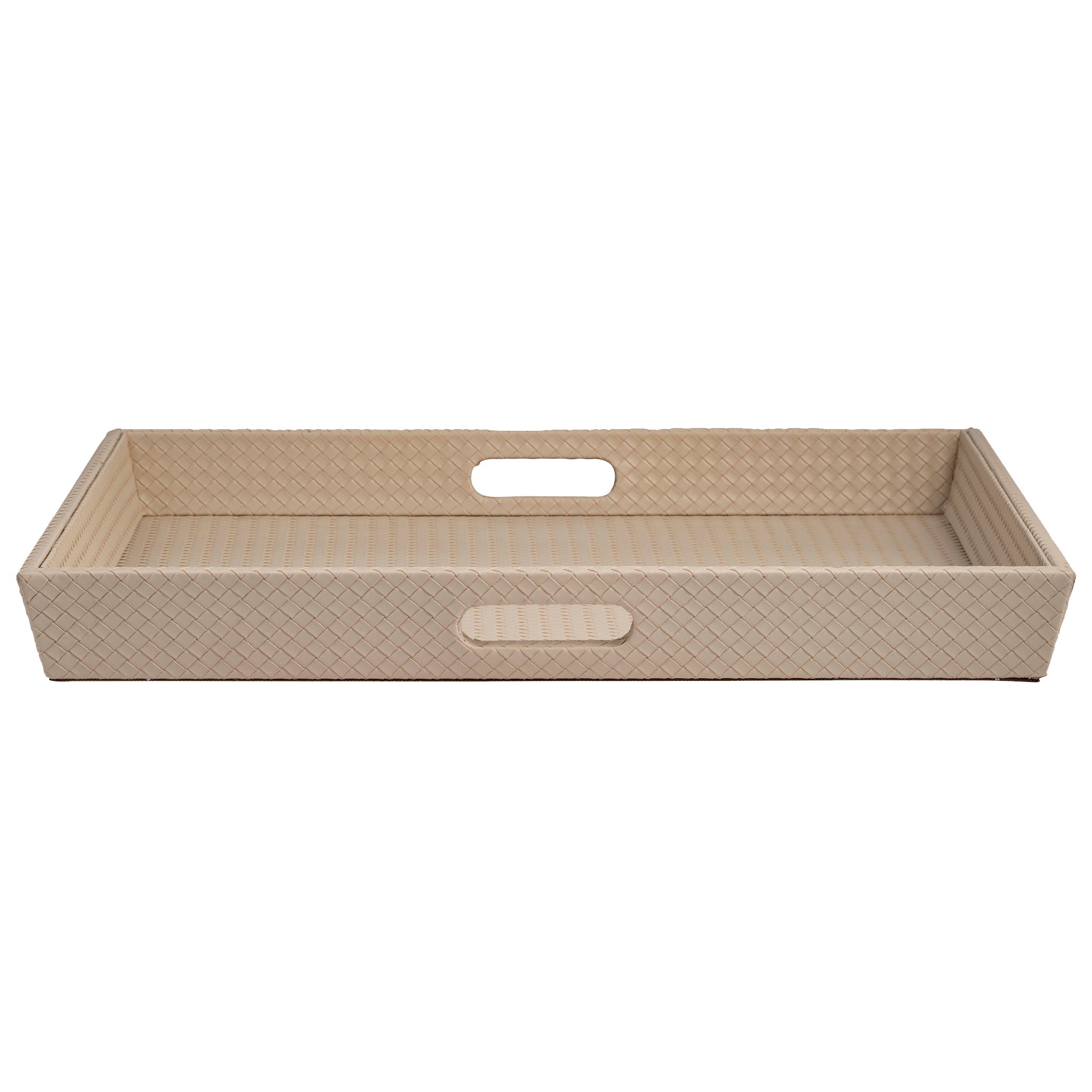 Bandeja grande beige de cuero tejido para hogar - Vilá Decoración - Muebles y decoración en Medellín y Colombia