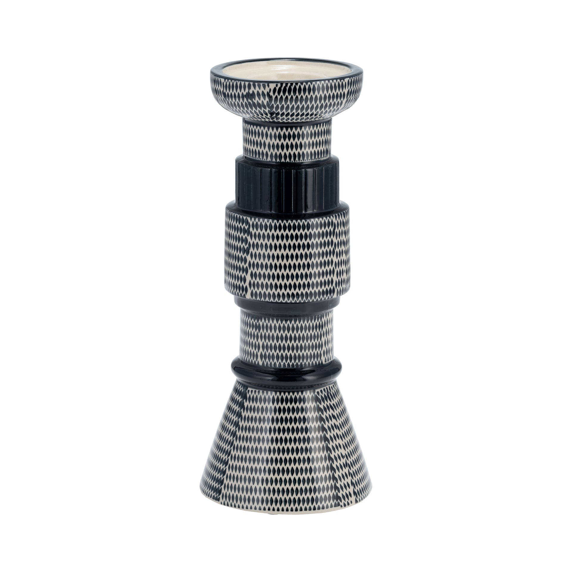 Candelabro mediano blanco y negro con diamantes - Vilá Decoración - Muebles y decoración en Medellín y Colombia