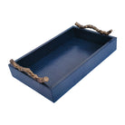 Cofre azul multifuncional con asas doradas - Vilá Decoración - Muebles y decoración en Medellín y Colombia