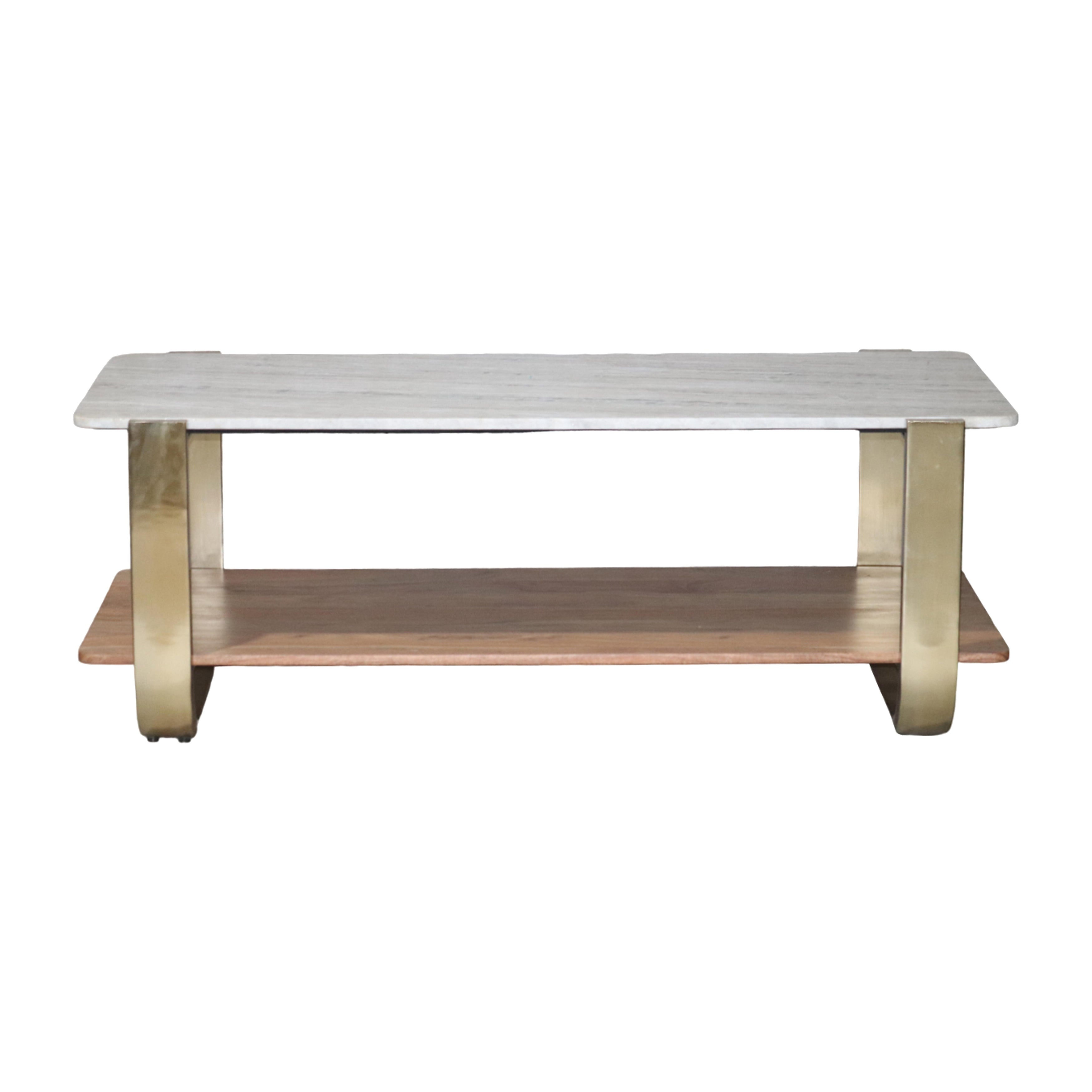 Mesa de centro con mármol y hierro dorado - Vilá Decoración - Muebles y decoración en Medellín y Colombia