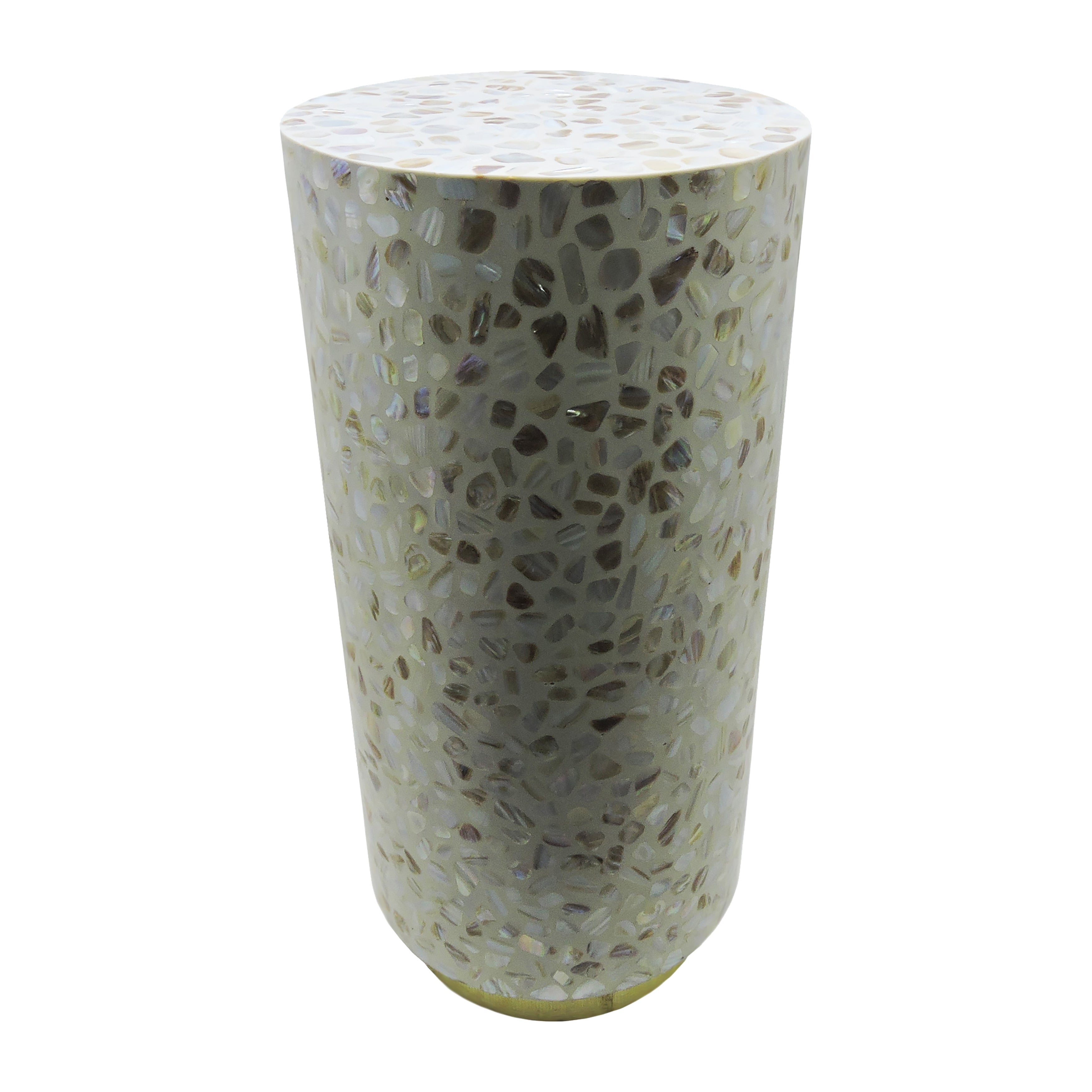 Mesa auxiliar dorada cilíndrica para sala - Vilá Decoración - Muebles y decoración en Medellín y Colombia