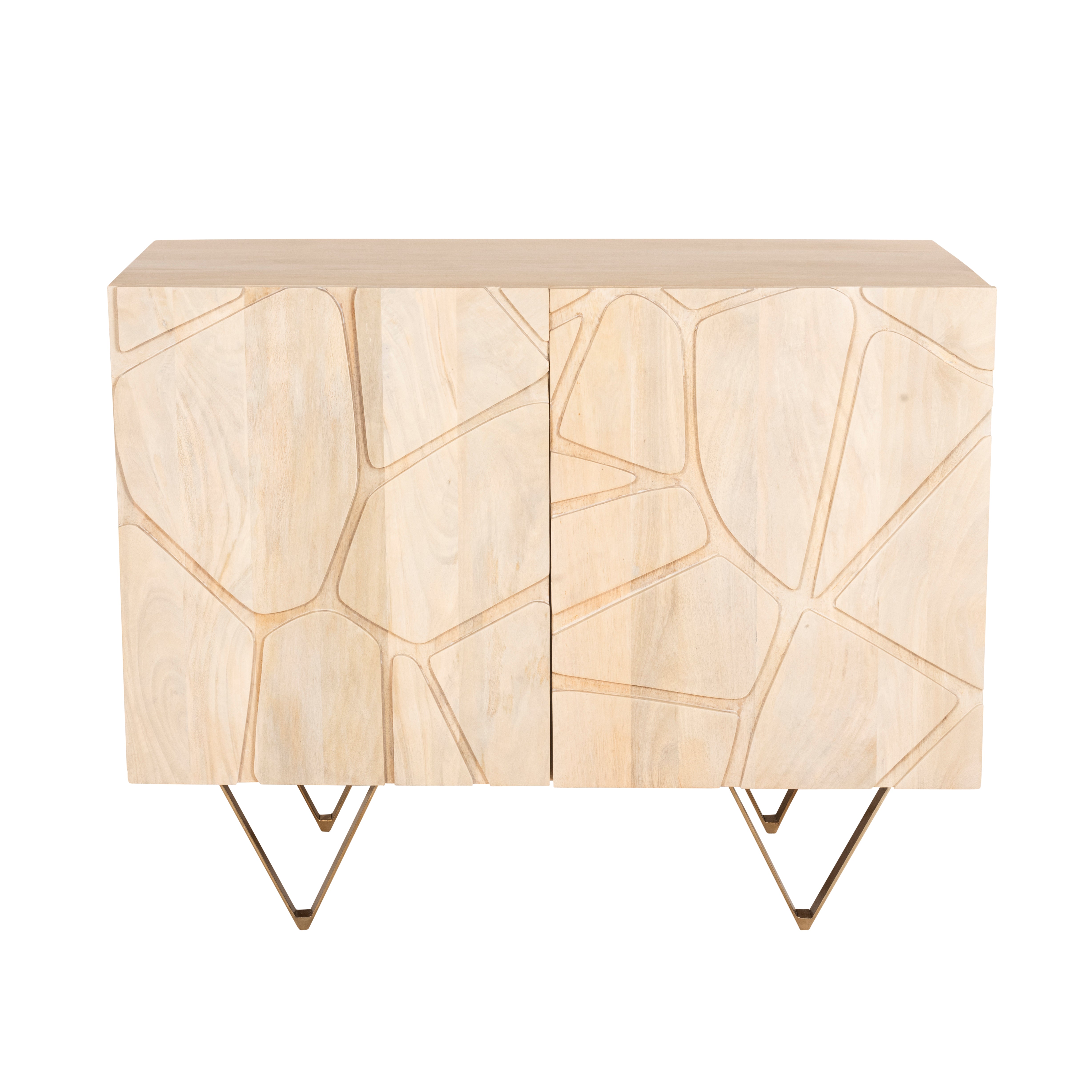 Gabinete madera clara con patas doradas - Vilá Decoración - Muebles y decoración en Medellín y Colombia