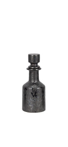 Botella decorativa metálica de lujo, acabado martillado oscuro con tapón