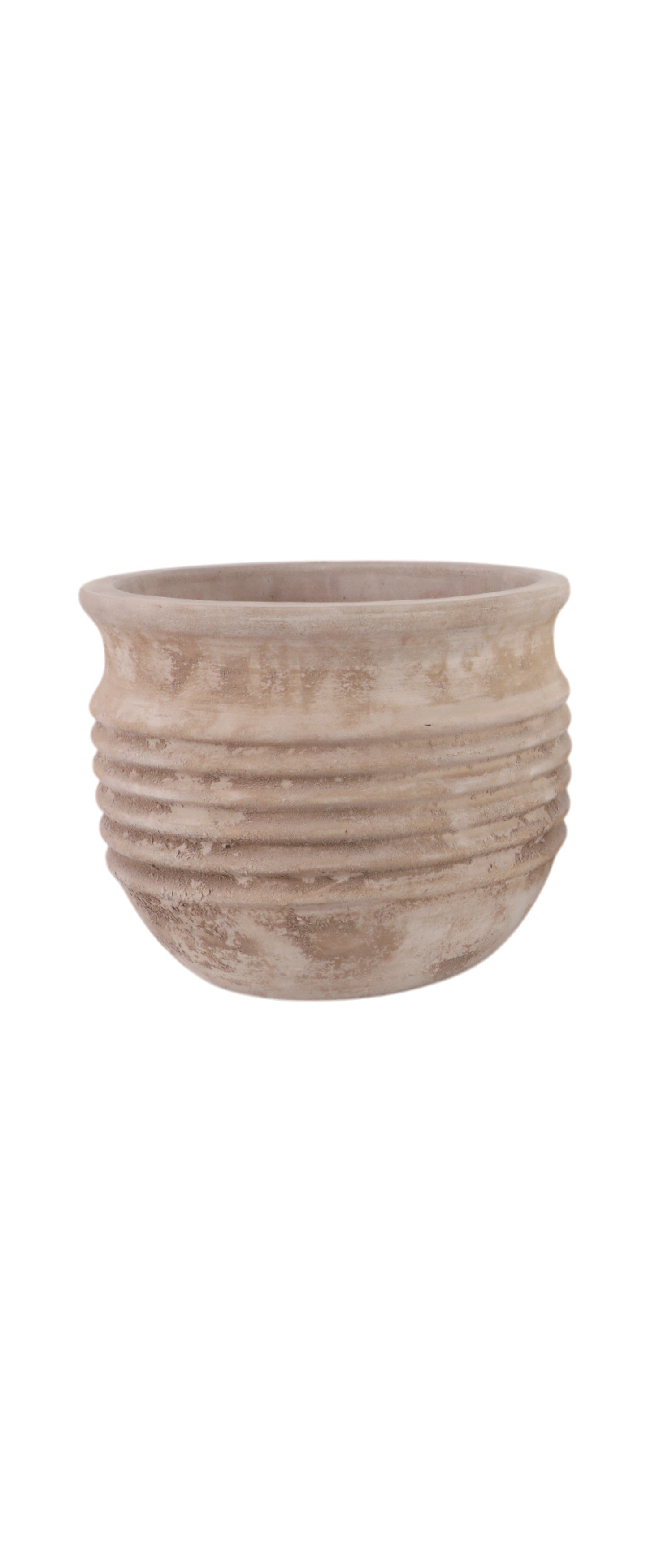 Matero decorativo grande beige con textura acanalada, estilo artesanal y acabado envejecido.