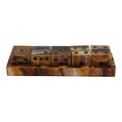 Juego decorativo de lujo con bandeja y piezas simil piedra, tono marrón y crema. Ideal para decoración.