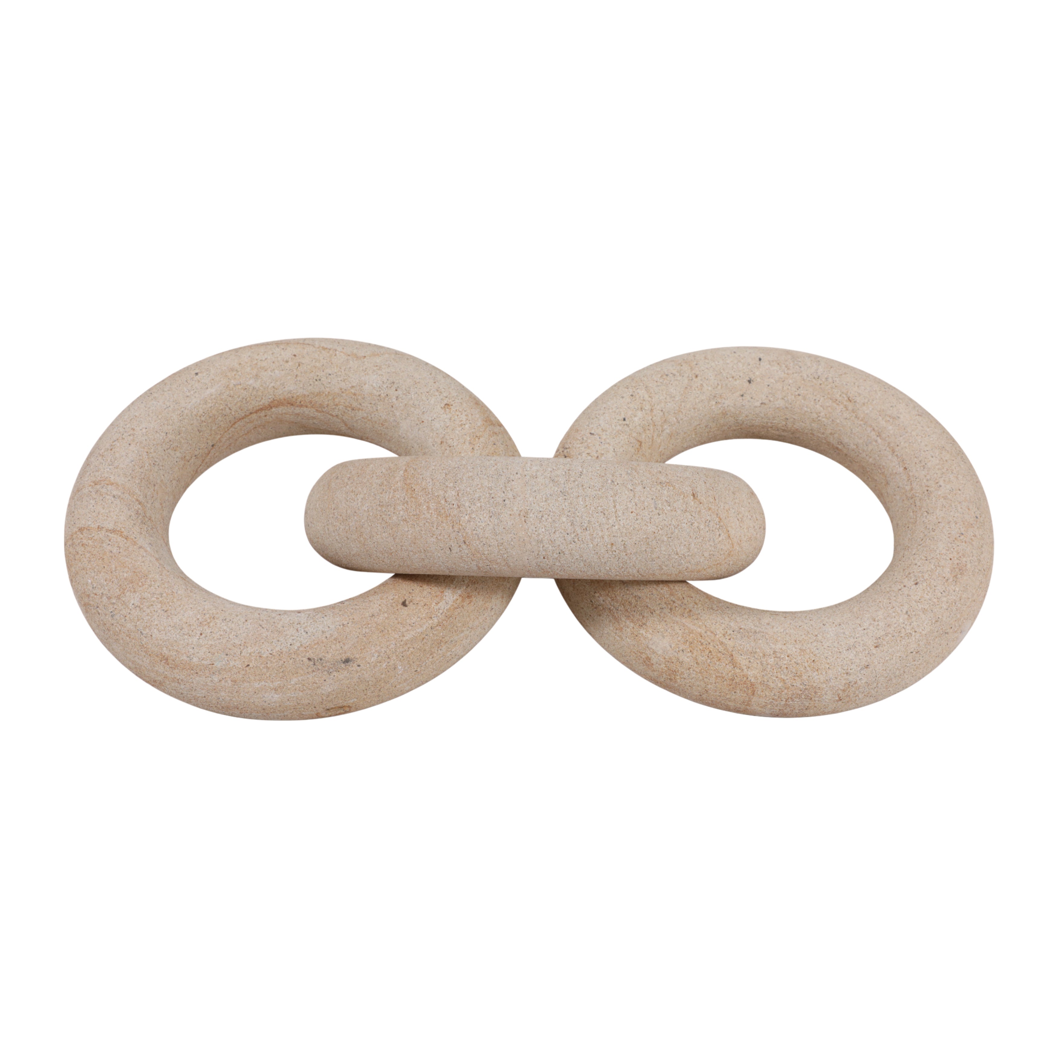 Cadena decorativa de eslabones beige en forma de infinito, objeto de lujo para mesa.