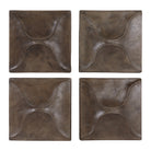 Set de 4 apliques de pared cuadrados con diseño escultórico y acabado metálico oscuro envejecido.