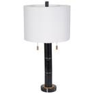 Lámpara decorativa mármol negro con pantalla blanca - Vilá Decoración - Muebles y decoración en Medellín y Colombia