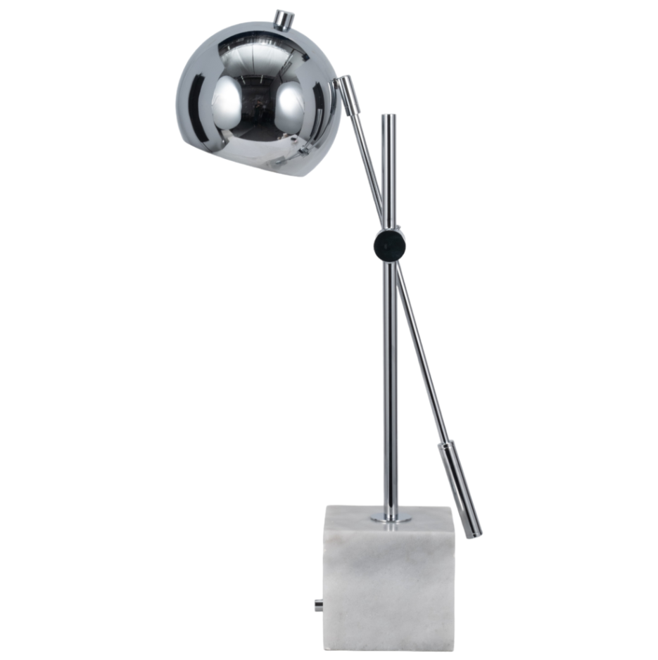 Lámpara moderna plata y mármol para escritorio - Vilá Decoración - Muebles y decoración en Medellín y Colombia