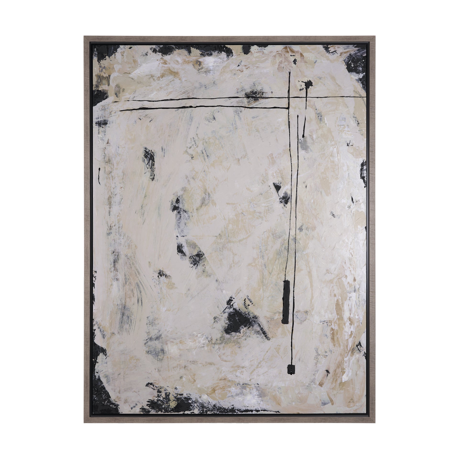 Cuadro decorativo abstracto beige con marco de madera - Vilá Decoración - Muebles y decoración en Medellín y Colombia