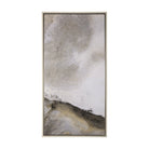 Cuadro de Vilá Decoración con diseño abstracto en tonos grises, blancos y dorados, realizado en lienzo enmarcado y texturizado adornado a mano.