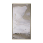 Cuadro Vilá Decoración con diseño abstracto en tonos blancos y dorados, realizado en lienzo enmarcado y texturizado adornado a mano.