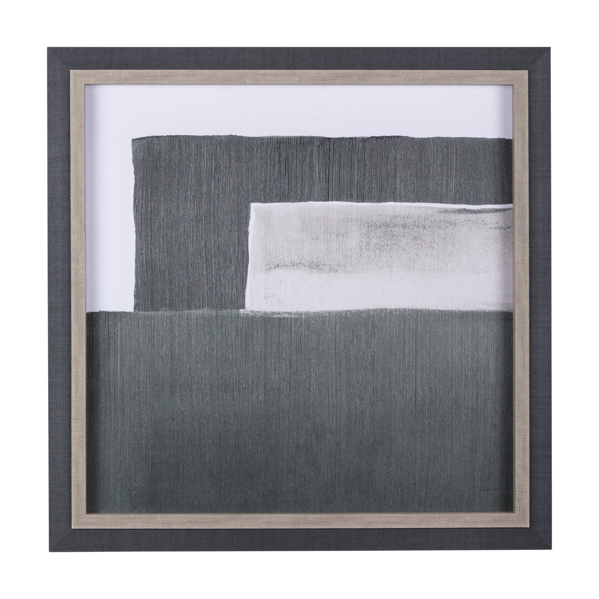Cuadro de Vilá Decoración con impresión artística enmarcada a mano, tonos grises y marco de poliresina y cartón.