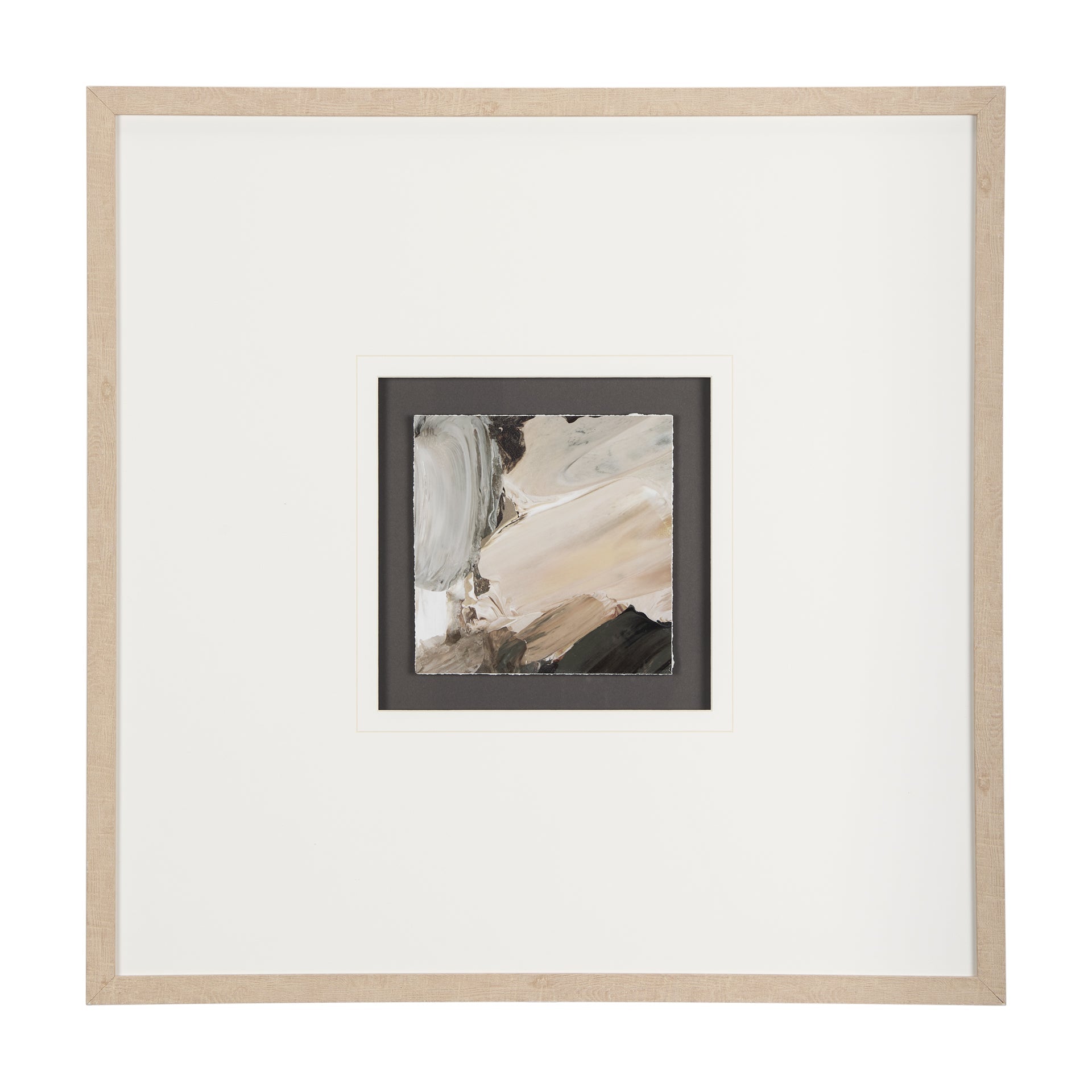 Cuadro de Vilá Decoración con impresión de arte enmarcada y texturizada embellecida a mano, bajo vidrio, en tonos neutros y marco de poliresina.