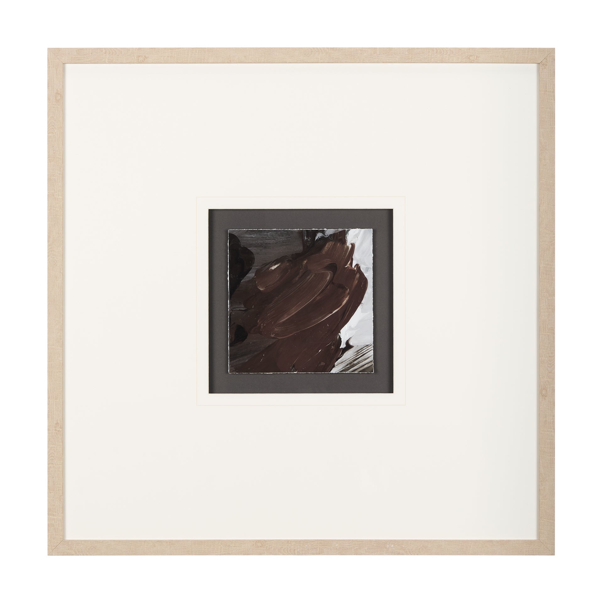 Cuadro de Vilá Decoración con impresión de arte enmarcada y texturizada embellecida a mano, bajo vidrio, con marco de poliresina y cartón. Predominan los colores marrón, blanco y gris.