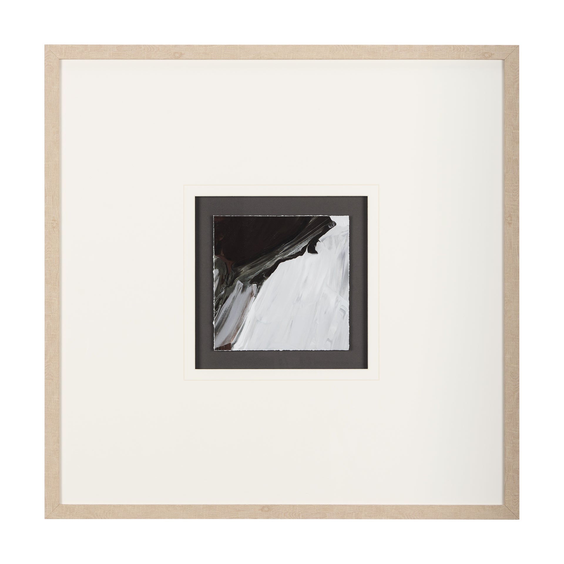 Cuadro de Vilá Decoración con impresión de arte enmarcada y texturizada embellecida a mano, bajo vidrio, en tonos blanco y negro.