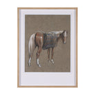Cuadro de Vilá Decoración con impresión de arte enmarcada y texturizada adornada a mano, con marco de poliresina y vidrio, representando un caballo.