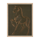 Cuadro de Vilá Decoración con impresión de arte enmarcada y texturizada adornada a mano de un caballo en tonos marrones sobre fondo oscuro, con marco de poliresina.