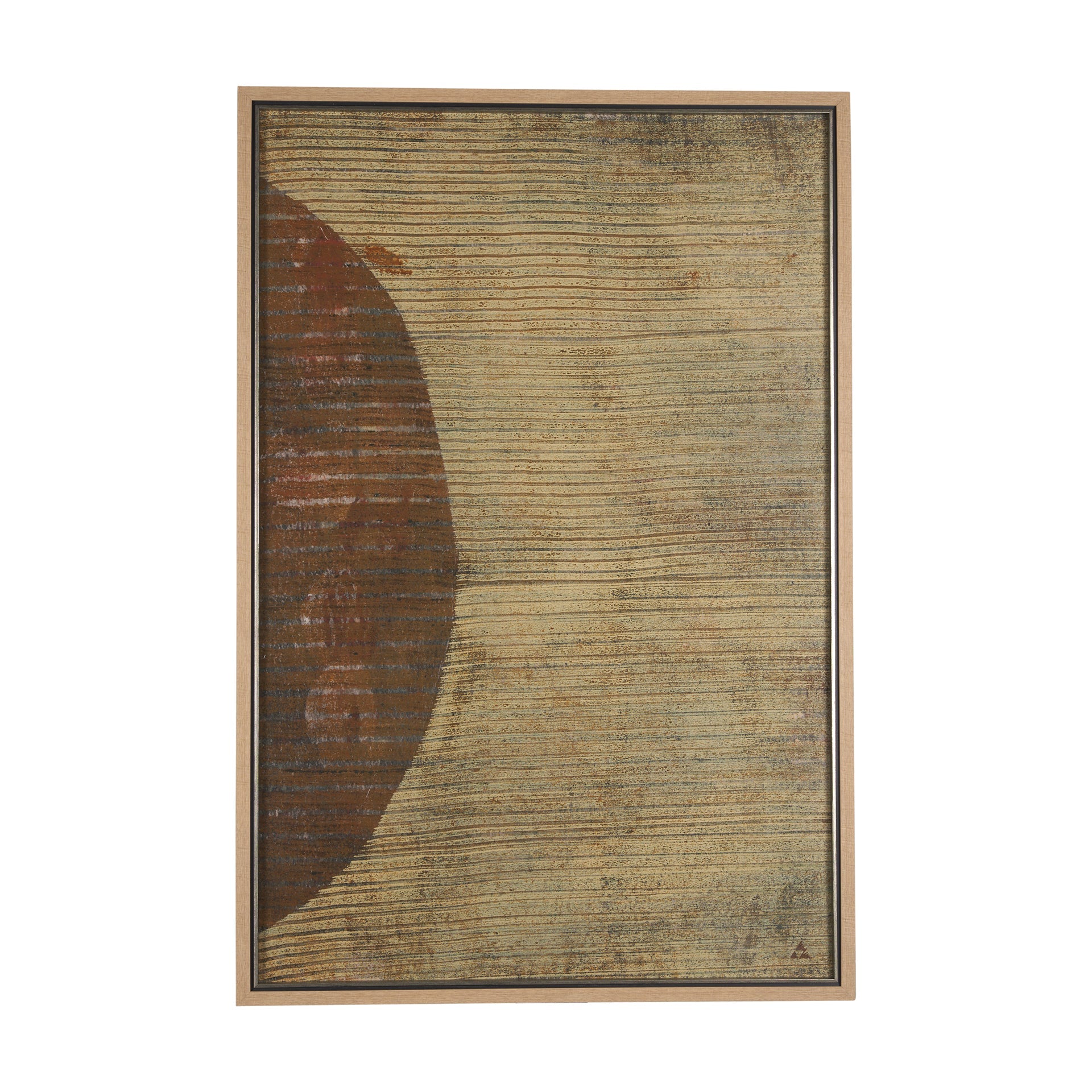 Cuadro de Vilá Decoración con impresión artística enmarcada texturizada y embellecida a mano, con marco de poliresina y base de cartón, en tonos beige y marrón.