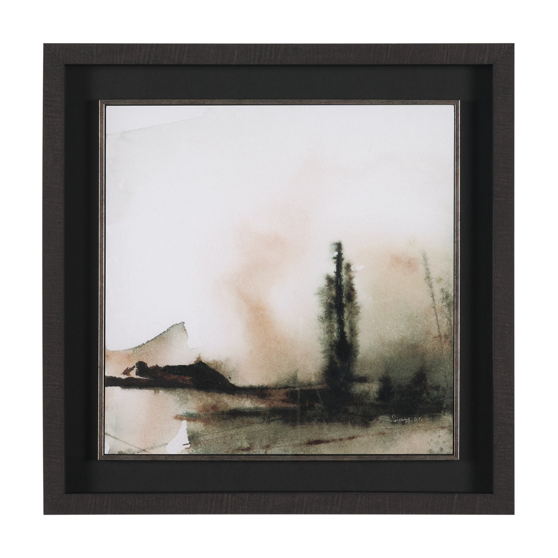 Cuadro de Vilá Decoración con impresión de arte de acuarela enmarcada bajo vidrio, marco de poliresina y cartón.