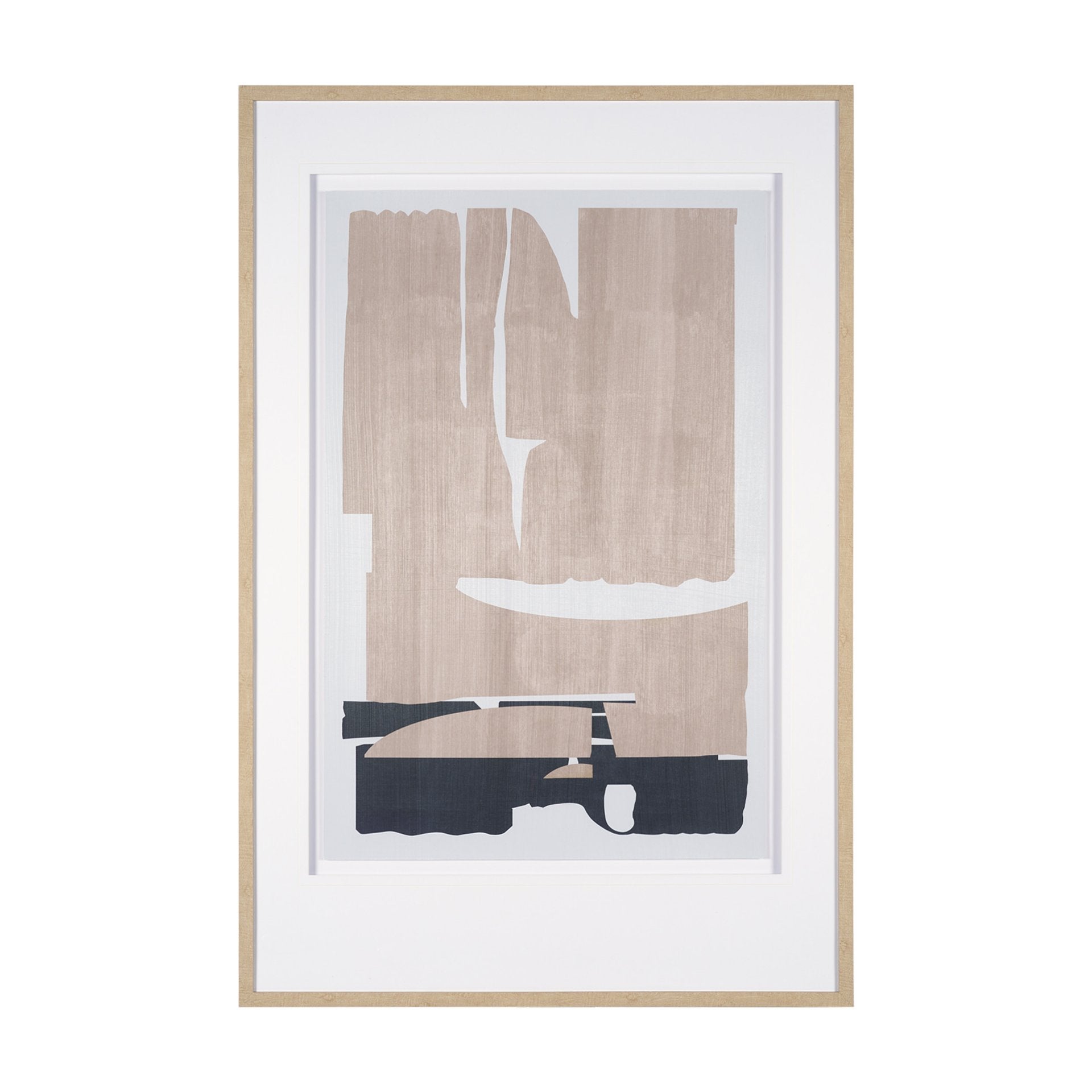 Vilá Decoración cuadro con impresión de arte enmarcada bajo vidrio, con marco de poliresina y detalles en papel y cartón, en tonos beige y negro.