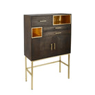 Cajonera alta marrón con detalles dorados - Vilá Decoración - Muebles y decoración en Medellín y Colombia
