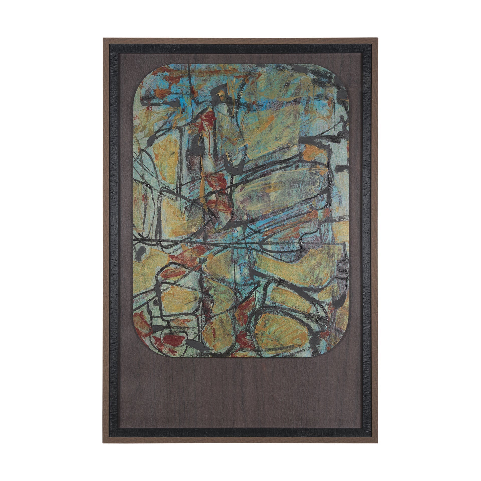 Cuadro decorativo abstracto mediano con marco madera - Vilá Decoración - Muebles y decoración en Medellín y Colombia